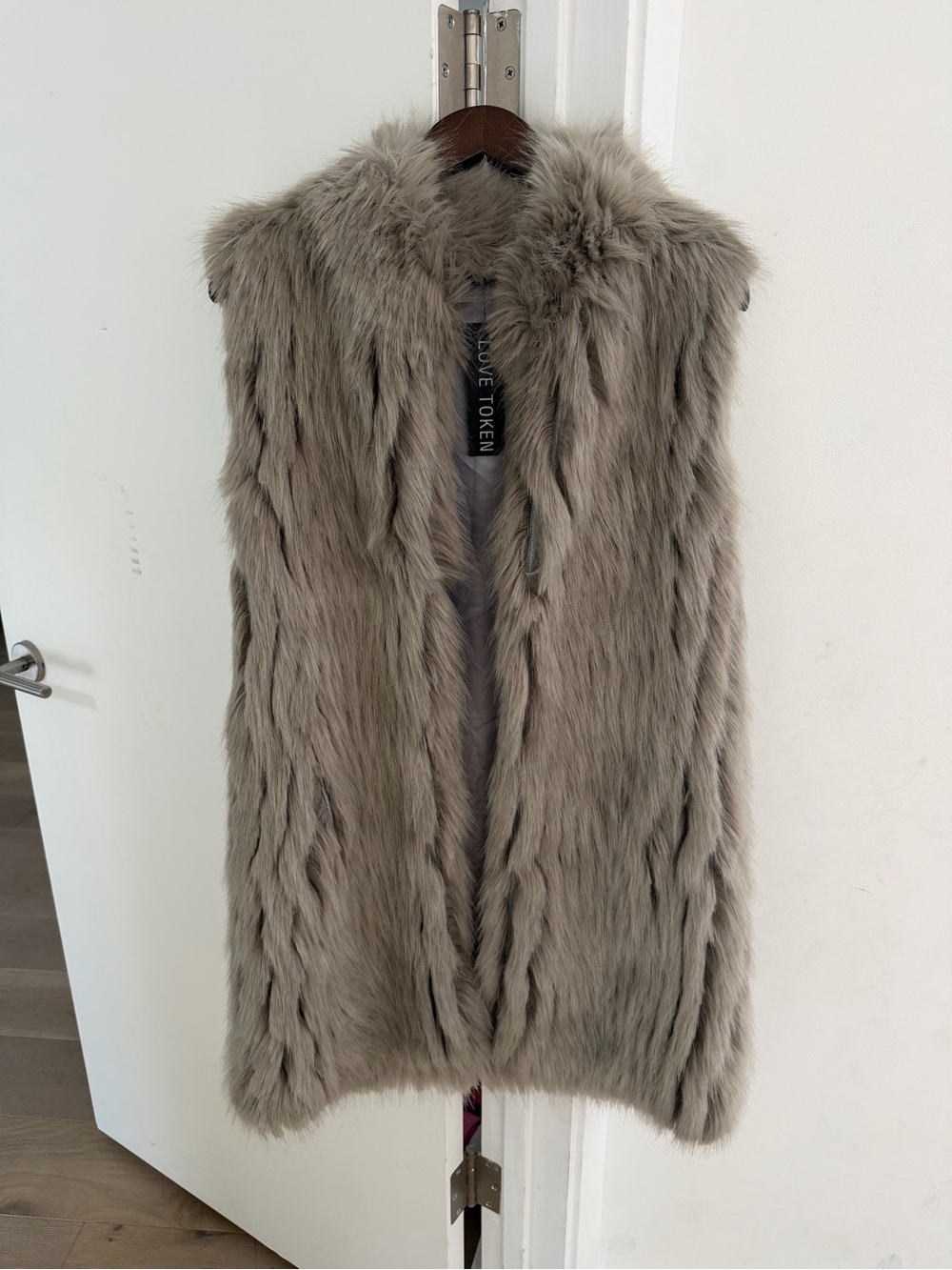 Love Token Faux Fur Vest in Taupe Gray